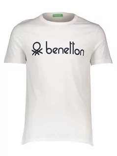Koszulki męskie - Benetton Koszulka w kolorze białym - grafika 1