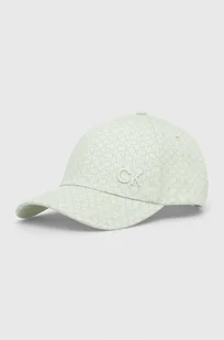 Calvin Klein czapka z daszkiem bawełniana kolor zielony z aplikacją - Czapki damskie - miniaturka - grafika 1