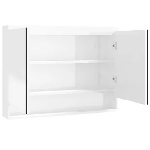 vidaXL Lumarko Szafka łazienkowa z lustrem, 80x15x60 cm, MDF, biel z połyskiem 331532 - Toaletki - miniaturka - grafika 1