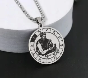 Naszyjnik wisiorek Znak Zodiaku Wodnik Aquarius prezent - Wisiorki - miniaturka - grafika 1