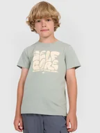 Koszulki dla chłopców - 4F T-shirt regular z nadrukiem chłopięcy - oliwkowy 122 (6-7 lat) - miniaturka - grafika 1