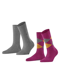 Burlington Everyday 2-pak bawełniane skarpety damskie ze wzorem, oddychające, w kratkę z wzorem Argyle w 2 pary skarpetek, różowe (Hot Pink 8768), 36-41 (2 sztuki) - Skarpetki damskie - miniaturka - grafika 1