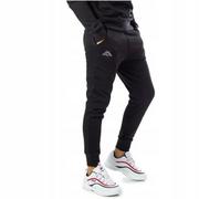 Spodnie sportowe męskie - ﻿Spodnie męskie Kappa dresowe zwężane nogawki bawełna czarne - miniaturka - grafika 1