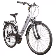 Rowery - Rower trekkingowy INDIANA X-Road 1.0 D19 28 cali damski 2024 Srebrno-błękitny - miniaturka - grafika 1