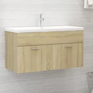 Szafki łazienkowe - VidaXL Lumarko Szafka z wbudowaną umywalką, kolor dąb sonoma, płyta wiórowa! 3071660 VidaXL - miniaturka - grafika 1