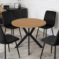 Stoły - Stół Okrągły LAUREN 80 cm Dąb Złoty/Czarny Loft Nowoczesny - miniaturka - grafika 1