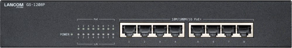 GS-1208P Nie zarządzany Gigabit Ethernet 10/100/1000 Obsługa PoE 1U Czarny 61673
