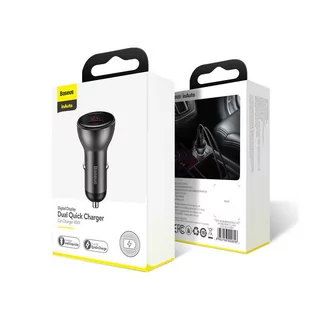 Baseus ładowarka samochodowa 2x USB 45 W 5 A Quick Charge 3.0 Huawei SCP z ekranem LCD szary (CCBX-B0G) - Ładowarki samochodowe - miniaturka - grafika 17