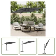 Parasole ogrodowe - The Living Store Parasol wiszący z aluminiowym słupkiem - antracytowy - 400x300 cm - Parasol Wiszący - miniaturka - grafika 1