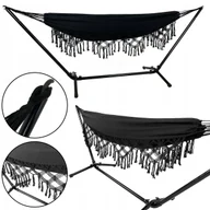 Hamaki - DUŻY DWUOSOBOWY HAMAK OGRODOWY BUJAK MIDAS 150x200 XXL CZARNY +STELAŻ SH101 - miniaturka - grafika 1