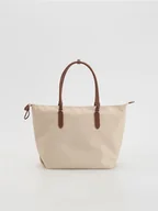 Torebki damskie - Reserved - Tkaninowa torebka shopper - beżowy - miniaturka - grafika 1