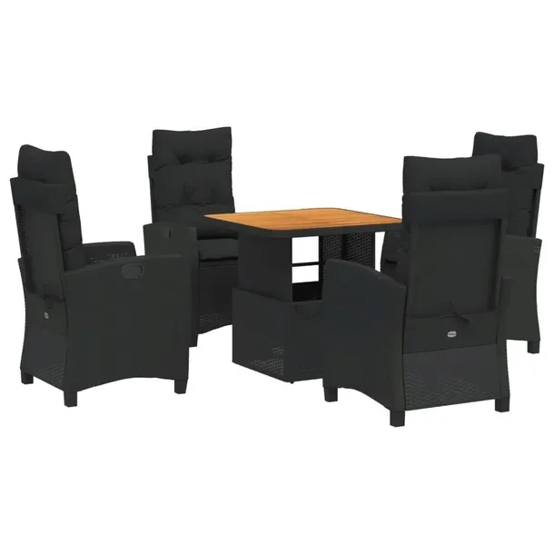 Zestaw mebli ogrodowych z rattanem PE, czarny, stół 80x80x40/71 cm, krzes