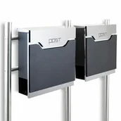 Skrzynki na listy - Skrzynka Pocztowa podwójna z gazetnikiem 2szt POST na słupku wolnostojąca - miniaturka - grafika 1