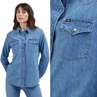 Koszule damskie - Lee WESTERN SHIRT Moment Light DżINS DAMSKA KOSZULA JEANSOWA REGULAR S - miniaturka - grafika 1