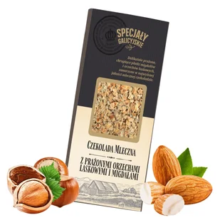Czekolada Mleczna z orzechami migdałami premium Specjały Galicyjskie 85g - Słodkie kremy i masła - miniaturka - grafika 1