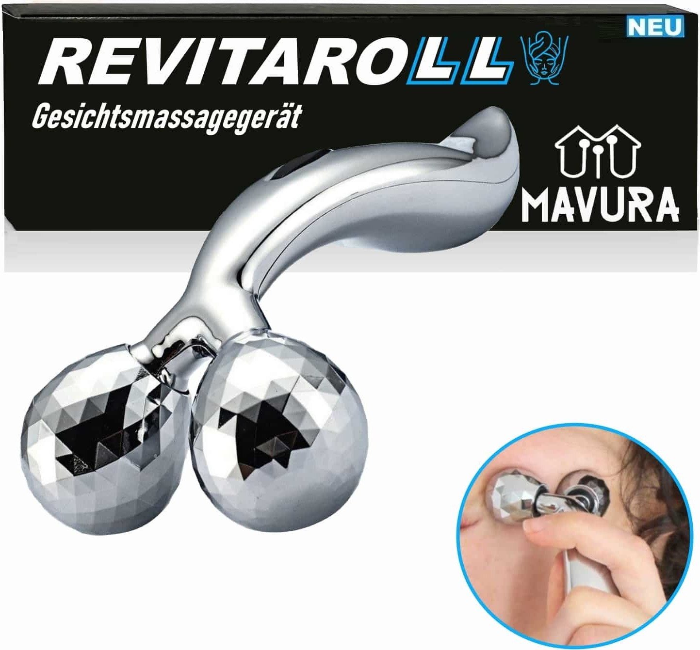 REVITAROLL 3D Mini rolka do masażu twarzy Roller do masażu twarzy