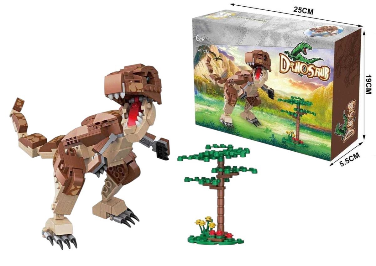 KLOCKI DINOZAUR T-REX Z DRZEWEM ZESTAW KONSTRUKCYJNY 241 ELEMENTÓW