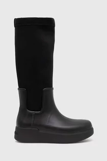 Kalosze damskie - Calvin Klein kalosze Rain Boot Wedge High damskie kolor czarny - grafika 1