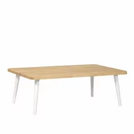 Ławy i stoliki kawowe - Stolik kawowy prostokątny z drewna dębowego Modern Oak, Wykończenie nogi - Buk - farba biała, Wysokość [cm] - 34, Wymiary [cm] - 60x100 - miniaturka - grafika 1