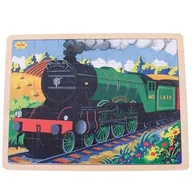 Puzzle - Bigjigs Toys, puzzle, w tacce Lokomotywa Latający Szkot, 35 el. - miniaturka - grafika 1