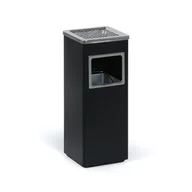 Wyposażenie miejsc publicznych - Zewnętrzny kosz na śmieci z popielniczką, 11,5 l, wewnętrzny pojemnik, czarny / stal nierdzewna - miniaturka - grafika 1