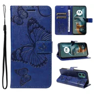 Portfele - Dla Motorola Moto G05 4G Portfel Kwiatowy Motyl Nadrukowany Skórzany Pokrowiec na Telefon Stojak - Niebieski Wielobarwny Blue - miniaturka - grafika 1