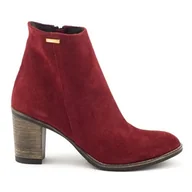 Botki damskie - Olivier Botki na obcasie Sara Bordowe czerwone - miniaturka - grafika 1