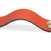 Zawiasy, okucia i inne akcesoria - Uchwyt meblowy skórzany, gałka do szafki, gałka do szuflady ze skóry, uchwyt meblowy vintage do szafek, komody (pomarańczowy, 96 mm) - miniaturka - grafika 1