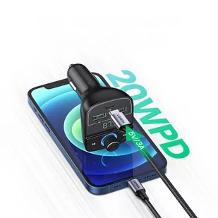 Ugreen Transmiter FM Bluetooth 5.0 ładowarka samochodowa MP3 3x USB TF micro SD 4,8 A czarny (CD229) - Ładowarki samochodowe - miniaturka - grafika 4