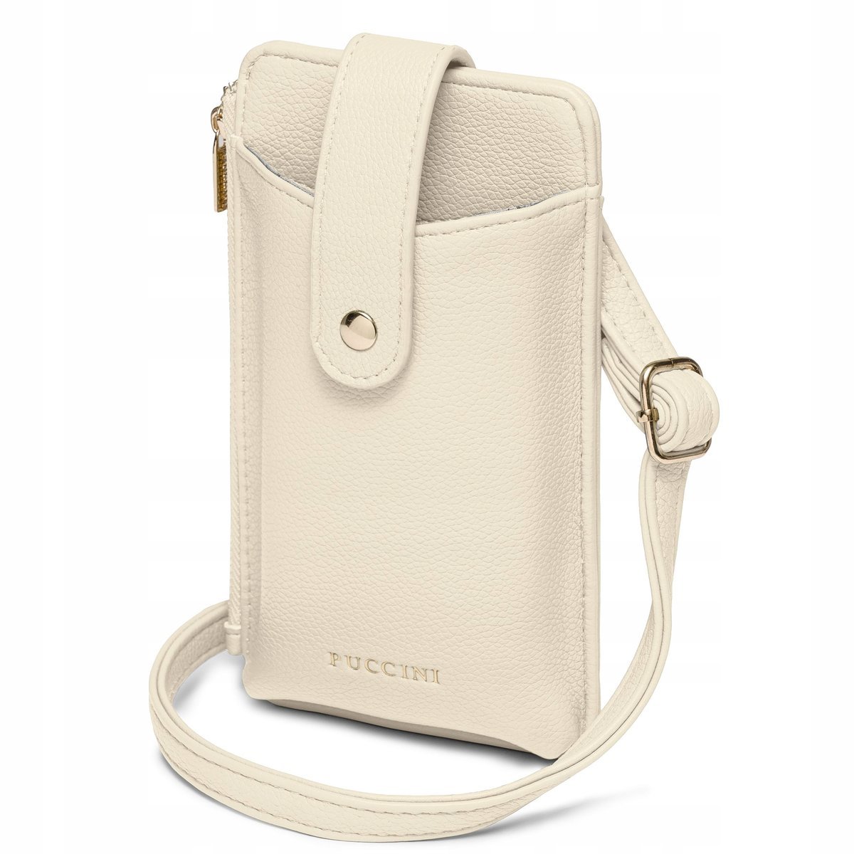 PUCCINI Torebka Damska Na Telefon z Kieszeniami Beżowa BK1251016T-6A