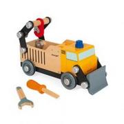 Zabawki konstrukcyjne - Janod Bricokids Drewniana ciężarówka budowlana do składania z narzędziami J06470 - miniaturka - grafika 1