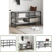 Szafki na buty - The Living Store Ławka na buty szara Sonoma 100x38,5x49 cm Materiał drewnopochodny - miniaturka - grafika 1