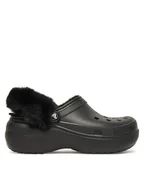 Klapki i japonki damskie - Crocs Klapki Classic Platform Fuzz Lined Clog 212854 Czarny - miniaturka - grafika 1