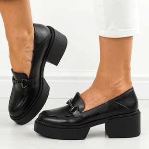 Czarne mokasyny damskie na platformie Vinceza 58231 - Mokasyny damskie - miniaturka - grafika 1