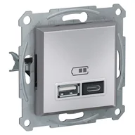 Gniazdka elektryczne - Gniazdo ładowania USB Schneider Asfora EPH2700361 podtynkowe A+C 2,4A bez ramki aluminium - miniaturka - grafika 1
