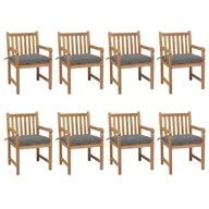 Fotele i krzesła ogrodowe - vidaXL Lumarko Krzesła ogrodowe z szarymi poduszkami, 8 szt., drewno tekowe! 3073074 - miniaturka - grafika 1
