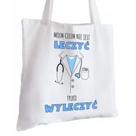 Torby i wózki na zakupy - Torba Bawełniana biała dla Lekarza Na Prezent ekologiczna Trwały Nadruk - miniaturka - grafika 1