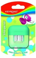 Temperówki - Temperówka plastikowa KEYROAD, podwójna, z pojemnikiem, 1 szt., blister, mix kolorów - miniaturka - grafika 1