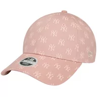 Czapki damskie - New Era Wmns Monogram 9FORTY New York Yankees Cap 60434993, Kobieta, Czapka z daszkiem, Różowy - miniaturka - grafika 1