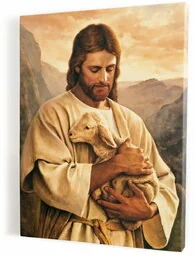 Jezus Chrystus Dobry Pasterz - obraz na płótnie canvas - Ikony i obrazy sakralne - miniaturka - grafika 1