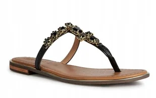 GEOX JAPONKI DAMSKIE CZARNE CYRKONIE SKÓRA 39 JWK - Klapki i japonki damskie - miniaturka - grafika 1