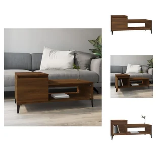 vidaXL Stolik kawowy brązowy dąb 100x50x45 cm materiał drewnopochodny - Stoliki kawowe - Ławy i stoliki kawowe - miniaturka - grafika 1