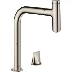 Hansgrohe Metris Select M71 bateria kuchenna stojąca z wyciąganą wylewką stal szlachetna 73804800 - Baterie kuchenne - miniaturka - grafika 1
