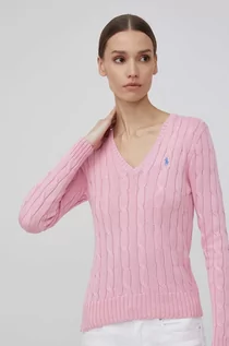 Swetry damskie - Ralph Lauren Polo Polo sweter bawełniany damski kolor różowy - grafika 1