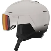 Kaski narciarskie - Salomon Osmo Pro Sigma Photo, kask narciarski z daszkiem, jasnoszary - miniaturka - grafika 1