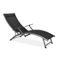 Leżaki ogrodowe - FocusGarden Leżak ogrodowy Relax, czarny, 57,5x175x35 cm - miniaturka - grafika 1