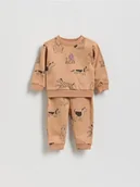 Komplety dla niemowląt - Reserved - Bawełniany komplet z nadrukiem - brązowy - miniaturka - grafika 1