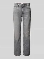 Spodnie damskie - Jeansy o kroju straight fit z 5 kieszeniami - miniaturka - grafika 1