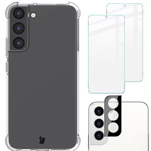 Bizon Etui + 2x szkło + obiektyw Case Clear Galaxy S22 Plus przezroczyste BCCFGALS22PBK - Etui i futerały do telefonów - miniaturka - grafika 1