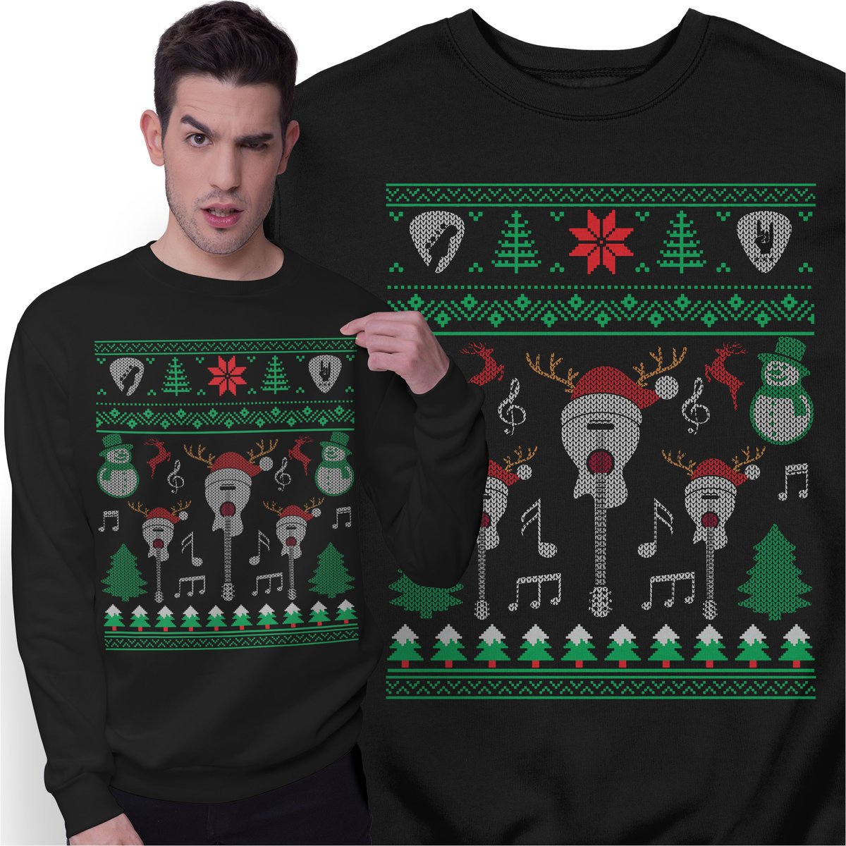 Świąteczna Bluza Prezent Święta dla Gitarzysty Muzyka Świąteczny Sweter